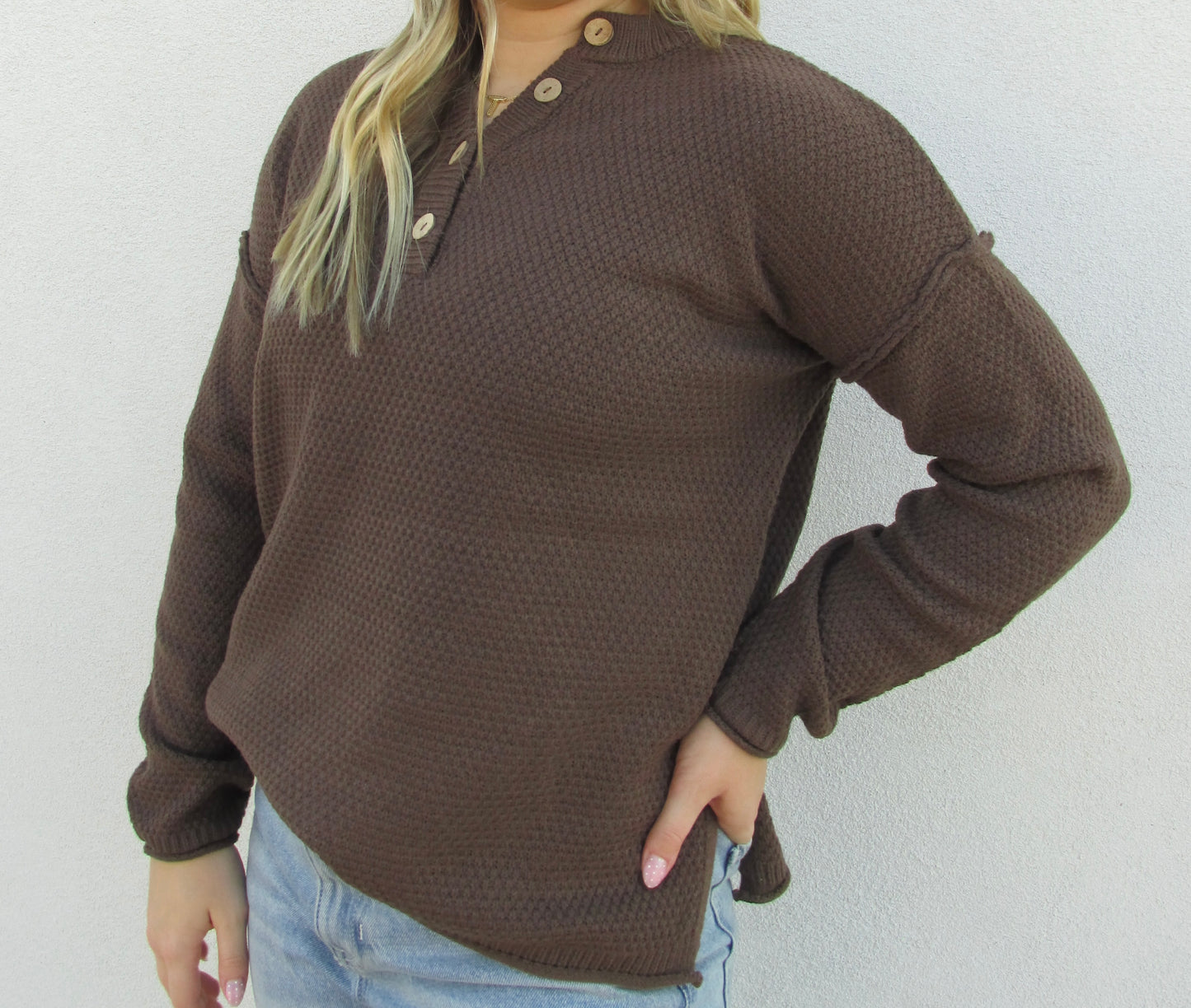 Basic Henley Button Sweater