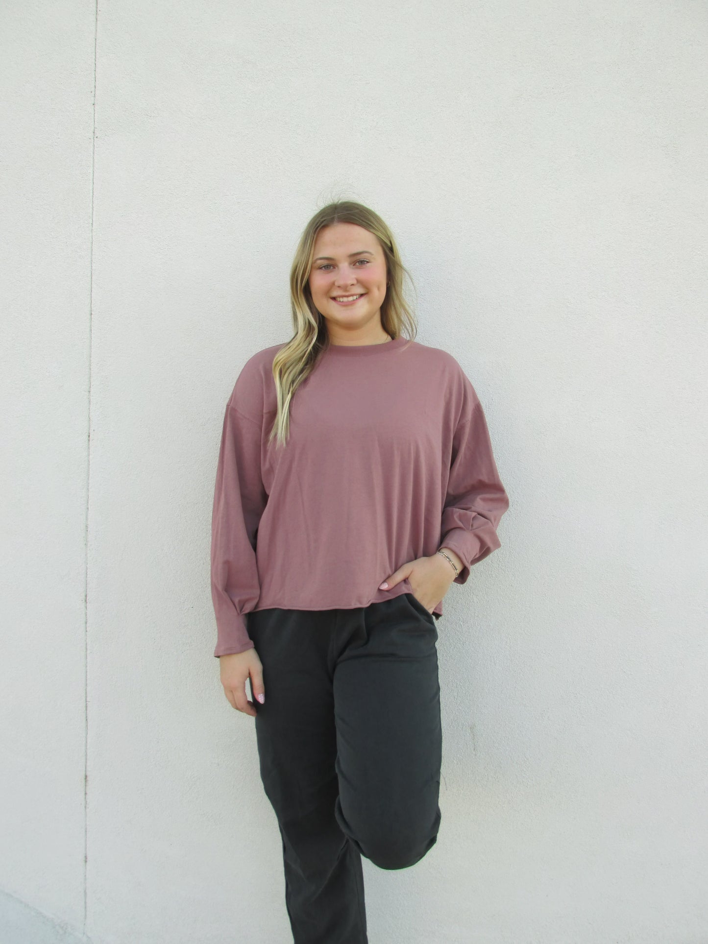 Pima Cotton Long Sleeve - ROSE TAUPE