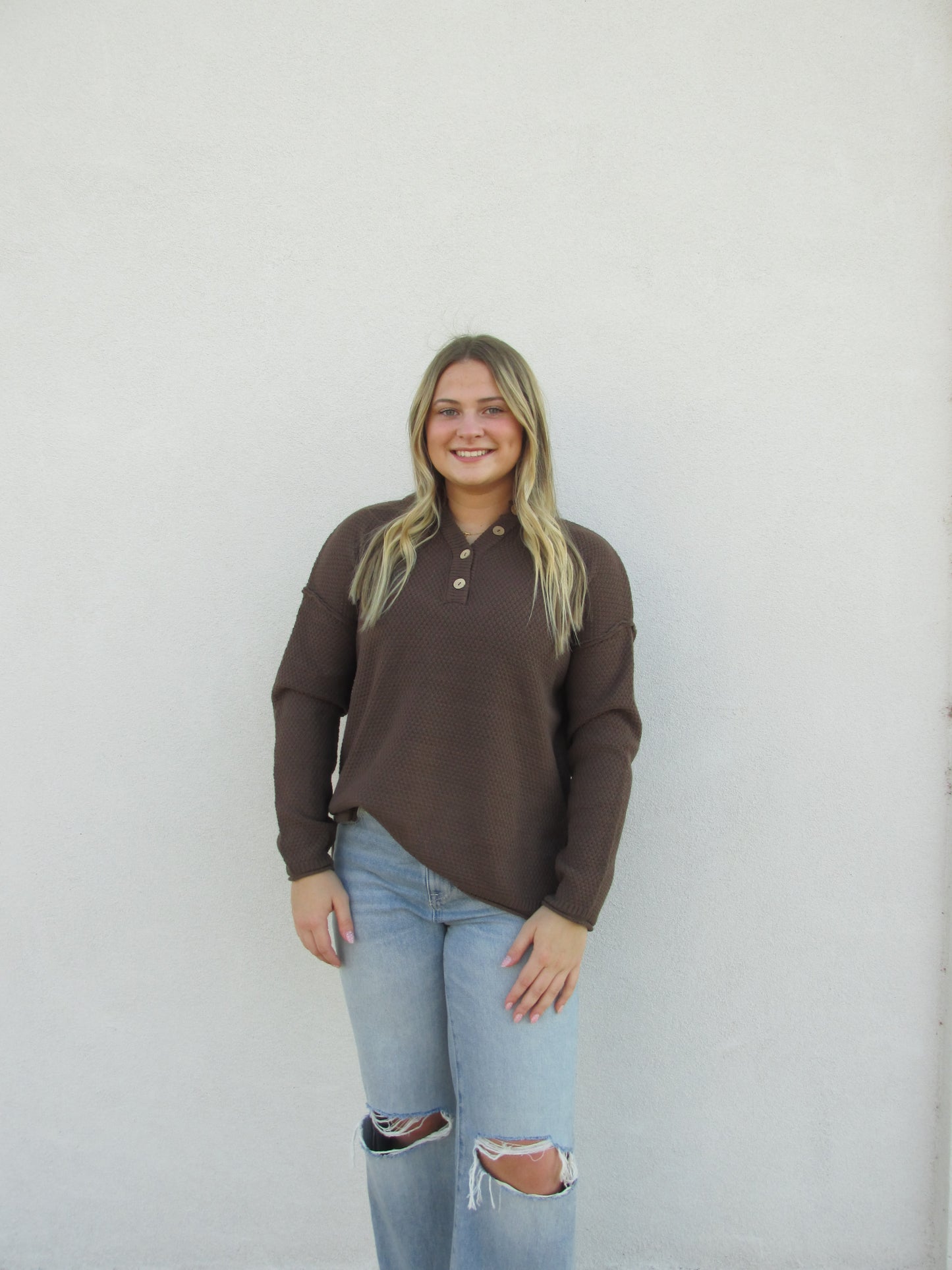 Basic Henley Button Sweater