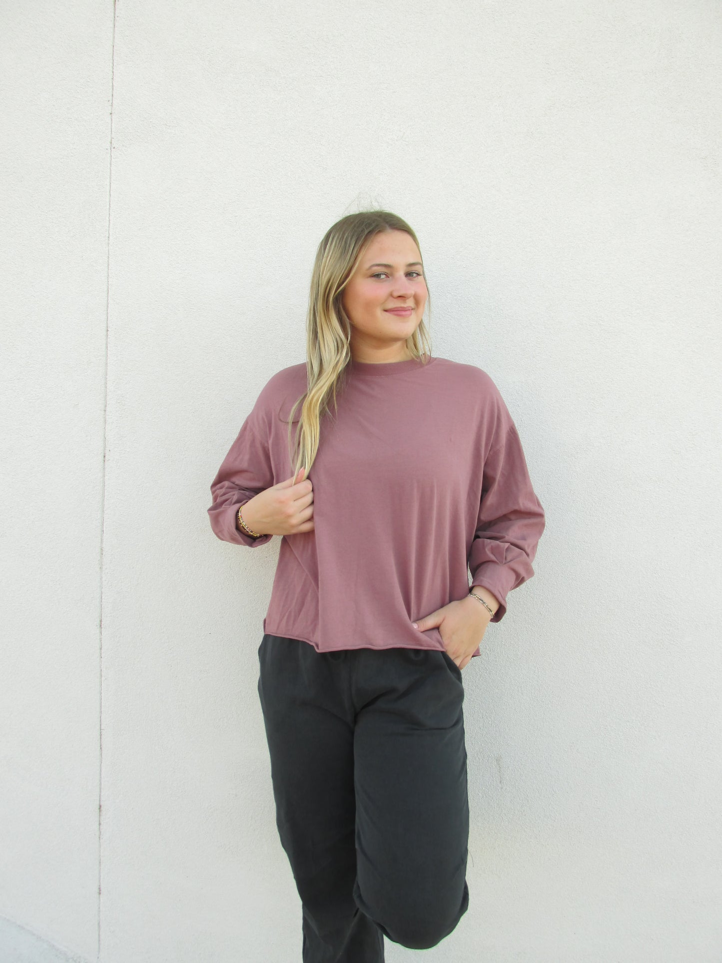 Pima Cotton Long Sleeve - ROSE TAUPE