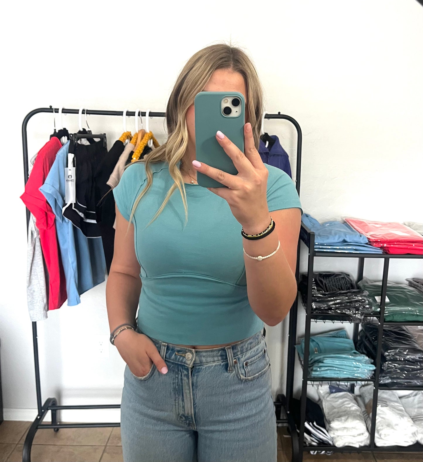 Fitted Cropped Baby Tee - DUSTY TEAL