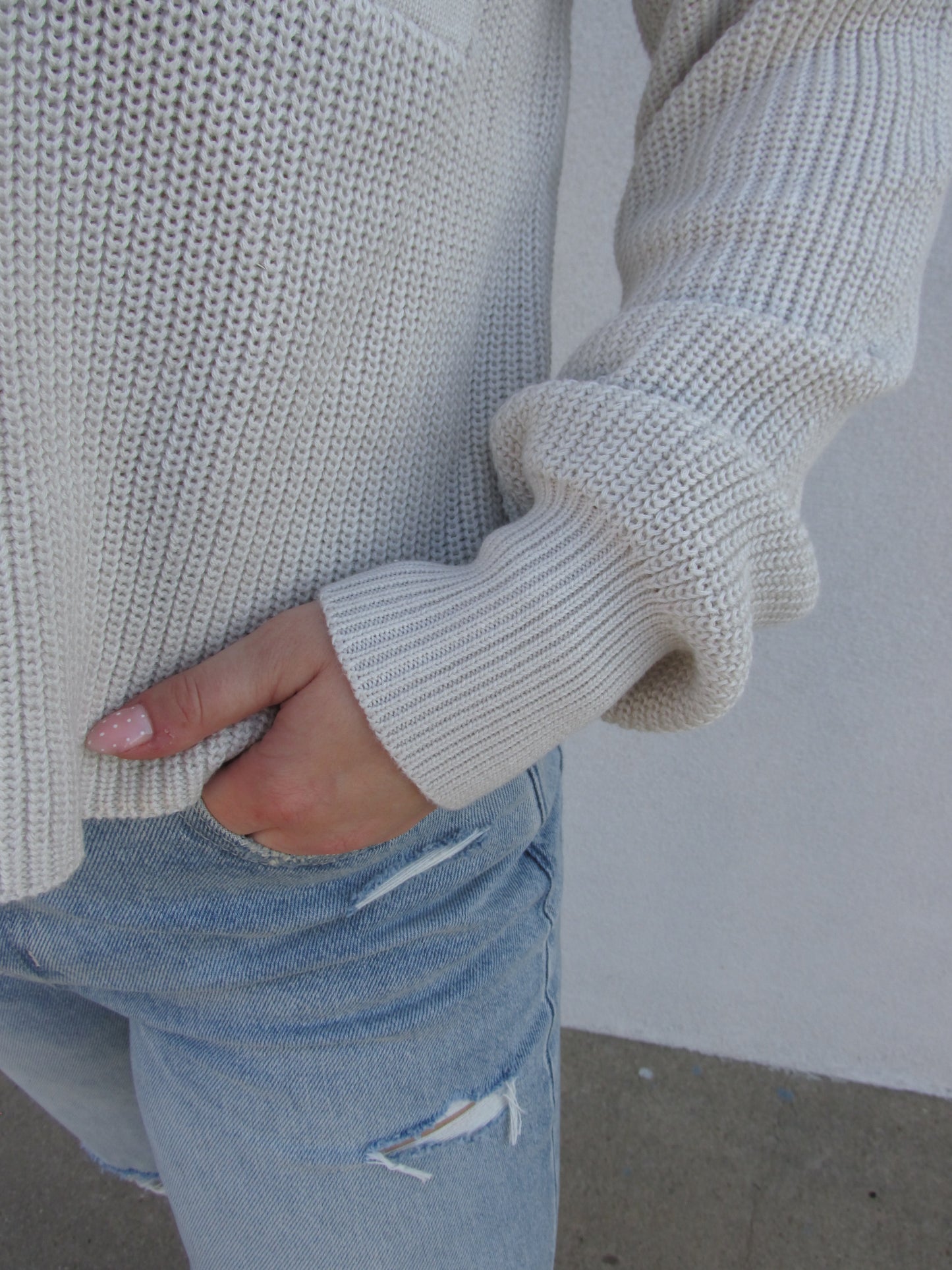 Casual Pocket Sweater - STONE