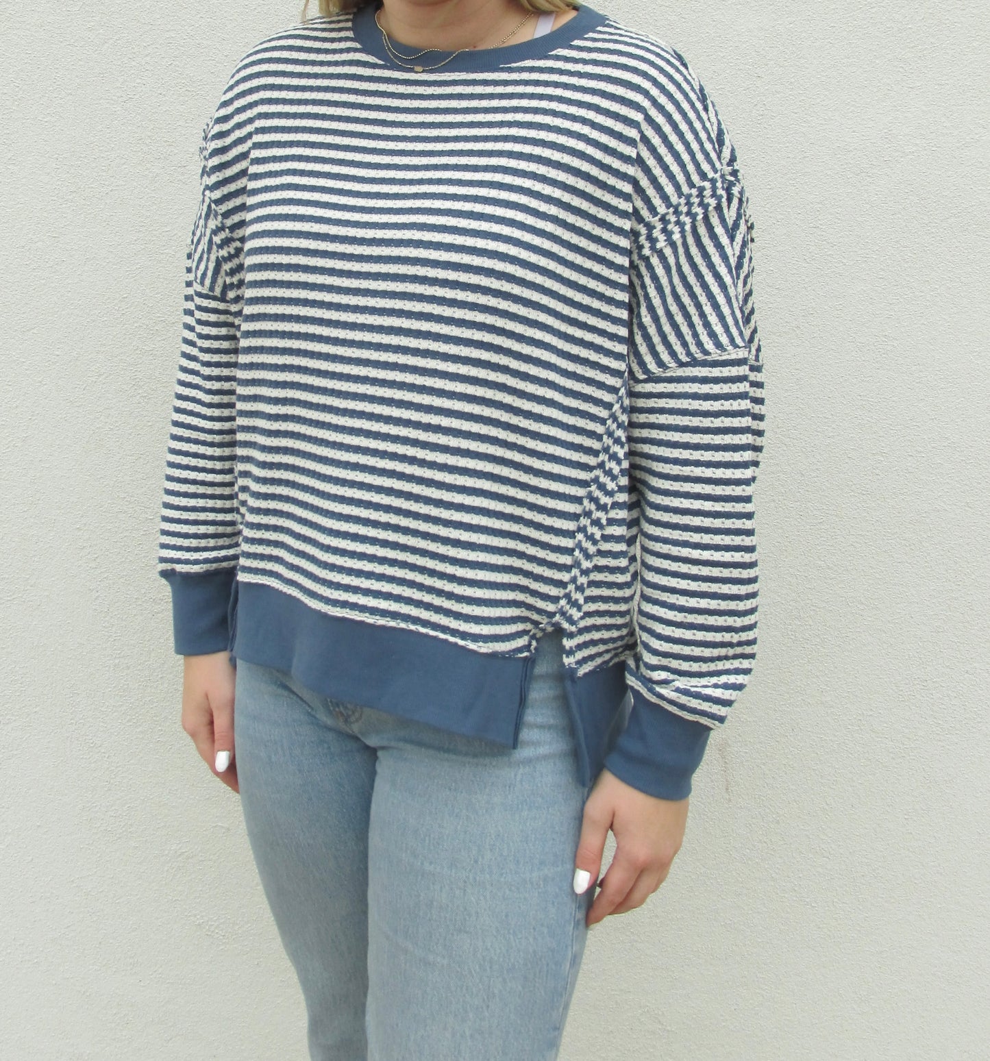 Stiped Long Sleeve Top- BLUE