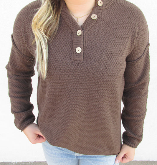 Basic Henley Button Sweater