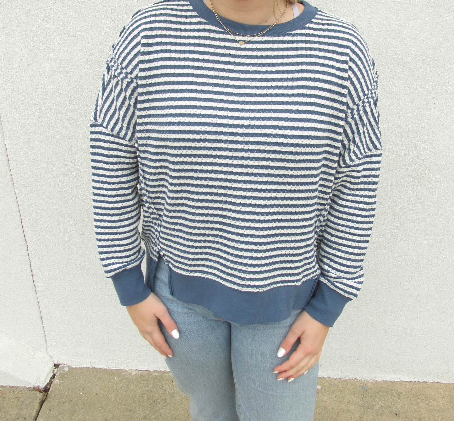 Stiped Long Sleeve Top- BLUE