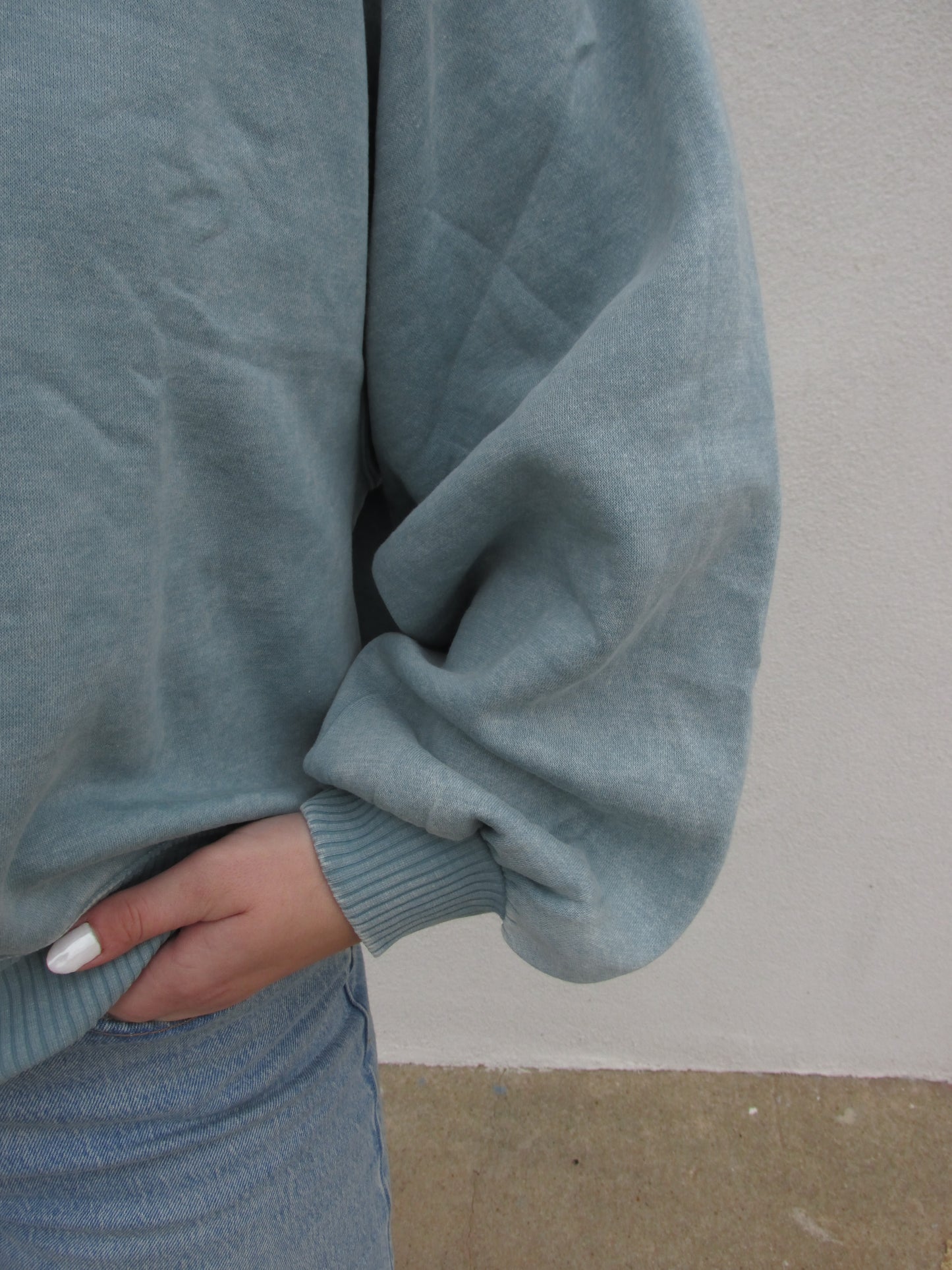 Acid Wash Button Up Pullover- ASH BLUE