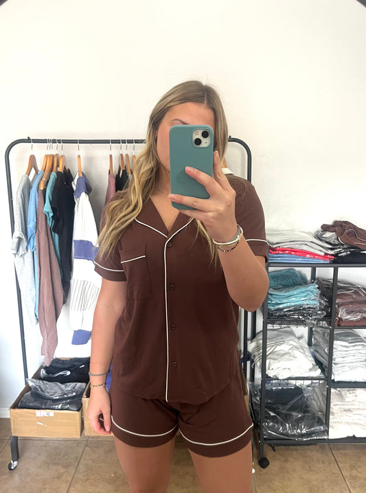 Rayon PJ Set - BROWN