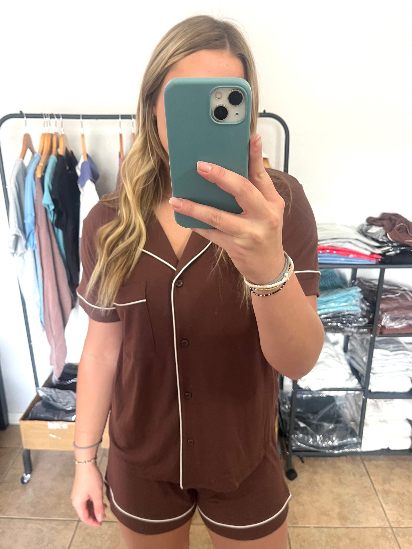 Rayon PJ Set - BROWN