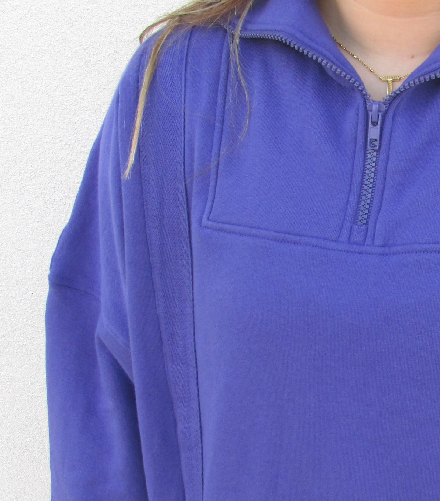 Oversized Quarter-zip Sweatshirt - ORIENT BLUE